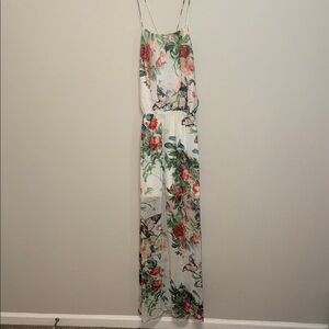 Fate Floral Maxi Dress with Butterfly Design - Sheer Halter - Large - NWT. B6